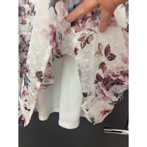 Torrid Floral Clip Dot Chiffon Tiered Mini Dress White Purple Blue Womens 2 2X - Picture 6 of 7